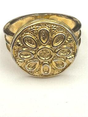Moda Al Massimo 18k Gold Over Bronze Flower Signet Ring - Italian Design